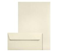 Netuno 50 enveloppes longues écrues DL 110 x 220 mm + 50 feuilles de papier à lettres écru A4 120g Aster Laid Ivory papier texturé pour invitations cartes de vœux mariage anniversaire
