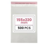 Netuno 500 sachets plats en PP 15,5 x 22 cm sachets plastiques transparents en polypropylène emballages d'envoi sacs plastiques transparents sacs plats d'expédition sac d'expédition plastique