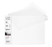 Netuno 50x papier transparent blanc A3 297 x 420 mm 150g LumiStar feuilles de papier calque imprimable pour cartes d'invitation scrapbooking intercalaires plans d'architecture dessin calligraphie