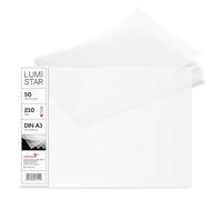 Netuno 50x papier transparent blanc A3 297 x 420 mm 210g LumiStar feuilles de papier calque imprimable pour cartes d'invitation scrapbooking intercalaires plans d'architecture dessin calligraphie