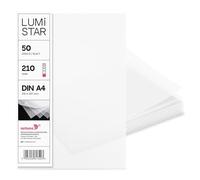 Netuno 50x papier transparent blanc A4 210 x 297 mm 210g LumiStar feuilles de papier calque imprimable pour cartes d'invitation scrapbooking intercalaires plans d'architecture dessin calligraphie