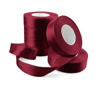Netuno 6x rouleau de ruban ruban de satin bordeaux foncé 25 mm x 32 m rouleaux de ruban satin ruban tissu pour décoration emballages cadeaux bricolage mariage Noël fêtes anniversaires artisanat