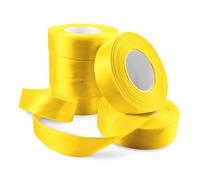 Netuno 6x rouleau de ruban ruban de satin jaune 25 mm x 32 m rouleaux de ruban satin ruban tissu pour décoration emballages cadeaux bricolage mariage Noël fêtes anniversaires artisanat