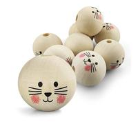 Netuno 8 grandes perles en bois avec visage souriant 30 mm perles rondes avec trou perle de bricolage perle en bois naturel pour bricolage macramé DIY bijoux à faire soi-même décoration à la maison