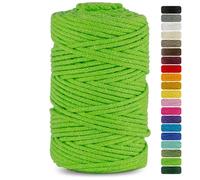 Netuno Cordon en coton avec noyau de coton Couleur Vert Clair 5mmx100m Corde Naturelle Fil pour Macrame Attrape-rêves Décoration Artisanat Bricolage Maison Plantes Crochet Bijoux Jardin Ficelle
