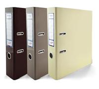 Netuno Ekobox Edition Lot de 3 classeurs à levier de qualité supérieure - Marron chocolat, cacao, vanille et bleu - A4-75 mm - En plastique - 2 anneaux - Pour bureau