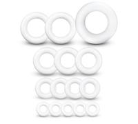 Netuno Lot de 15 anneaux en polystyrène 4 x 10 cm, 3 x 13 cm, 2 x 15 cm, 1 x 20 cm, 5 x 7 cm, pour bricolage et décoration de Noël, couronne de l'Avent en polystyrène pour le bricolage et les formes