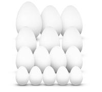Netuno Lot de 15 œufs en polystyrène différentes Tailles 5x5cm 4x7cm 3x8cm 2x9cm 1x10cm Oeuf Blanc décoratif Oeuf de Pâques Faux Oeufs Blancs pour Bricolage décoration Pâques travaux manuels DIY