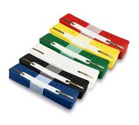 Netuno Lot de 150 bandes de cahiers en plastique avec languette en métal - Perforation universelle - 60/80 - 3,4 x 15 cm - Format A4 - Classeur de bureau - École - Organisateur de documents stable et