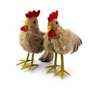 Netuno Lot de 2 coqs de Pâques décoratifs marron - Décoration de table de Pâques pour Pâques et printemps - Peluche en plastique - Cadeau de Pâques