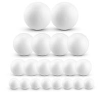 Netuno Lot de 20 Boules en polystyrène - 8 x 4 cm, 6 x 6 cm, 4 x 8 cm, 2 x 10 cm - pour Bricolage - Décoration de Noël - Boules en polystyrène - Blanc