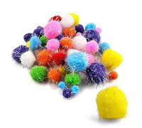 Netuno - Lot de 200 pompons métallisés, assortiment de couleurs vives, pour bricolage, couture, DIY, décoration, Pâques, Noël, artisanat, matériau souple pour création de boules, ensemble de pompons
