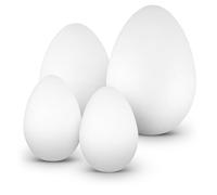 Netuno Lot de 4 œufs en polystyrène différentes Tailles 2x12cm 1x15cm 1x18cm Oeuf Blanc décoratif Oeuf de Pâques Faux Oeufs Blancs pour Bricolage décoration Pâques travaux manuels DIY