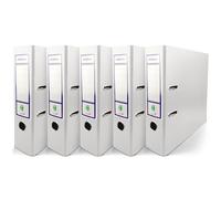 Netuno Lot de 5 classeurs à 2 anneaux - Blanc - Format A4 - 8 cm - En plastique - Format A4