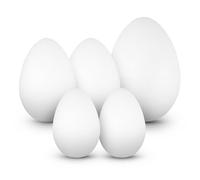 Netuno Lot de 5 œufs en polystyrène différentes Tailles 2x10cm 2x12cm 1x15cm Oeuf Blanc décoratif Oeuf de Pâques Faux Oeufs Blancs pour Bricolage décoration Pâques travaux manuels DIY