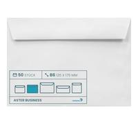 Netuno Lot de 50 enveloppes blanches DIN B6 125 x 175 mm 100 g Aster Business sans fenêtre autocollante pour factures candidatures brochures d'entreprise relevés de compte mailings privés photo