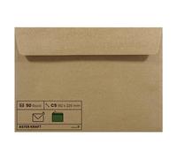 Netuno Lot de 50 enveloppes en papier kraft - DIN C5 - 162 x 229 mm - 100 g - Autocollantes pour cartes d'invitation élégantes - Recyclées - Marron