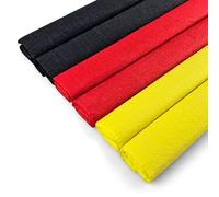 Netuno Lot de 6 rouleaux de papier crépon noir, rouge, jaune - 200 x 50 cm - Papier de bricolage coloré pour décoration, emballage cadeau, projets créatifs, décoration - Rouleaux de papier crépon