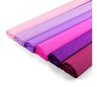 Netuno Lot de 6 rouleaux de papier crépon violet et rose - 200 x 50 cm - Papier crépon pour travaux manuels, décoration, rouleaux de papier crépon