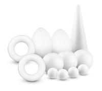 Netuno polystyrène set 12 pièces 4 x 4cm et 3 x 8 cm boules 2 x 9 cm œufs 2 x 10 cm anneau 1 x 20 cm cône set de bricolage DIY décoration kit de formes en polystyrène