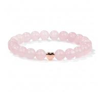 Netuza Bracelet en quartz rose avec pendentif cœur en hématite, pierres naturelles pour l'amour et la protection, cadeau pour femme, 8mm, Pierre, Quartz