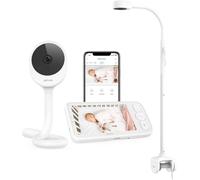 Netvue Babyphone Camera 1080P avec Support 4 en 1, sans Fil 5" Babyphone 5000mAh, sans WiFi Camera Bebe avec App, Vision Nocturne, Audio Bidirectionnel, Détection des Pleurs, Mode VOX