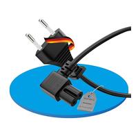 Netzkabel - Euro Stecker gerade Auf IEC Buchse (C7) 90°. Schwarz. 1,00m