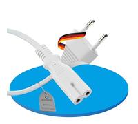 Netzkabel - Euro Stecker gerade Auf IEC Buchse (C7) gerade. Weiß. 2,00m