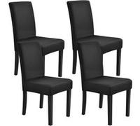 [neu.haus] 4 x Housse de chaise Protecteur de chaise Élastique Revêtement de chaise Noir Set de 4 Noir