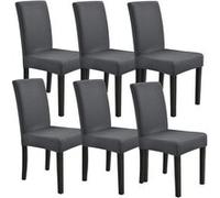 [neu.haus]® 6 x Housse de chaise Protecteur de chaise Élastique Revêtement de chaise Gris foncé Set de 6