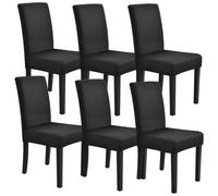 [neu.haus]® 6 x Housse de chaise Protecteur de chaise Élastique Revêtement de chaise Noir Set de 6