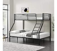 [neu.haus] Cadre de Lit Superposé pour 3 Personnes avec Barrière de Protection Surface Anti-Rayures Armature Massive Métal 210 x 148 x 168 cm Noir