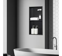 [neu.haus] Étagère Encastrée à 2 Niveaux pour Salle de Bain Niche Murale Encastrable Résistante à l'eau Montage Verticale ou Horizontale Acier Inoxydable 62 x 32 x 10 cm Noir Mat