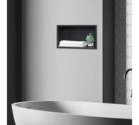 [neu.haus] Étagère Encastrée pour Salle de Bain Niche Murale Encastrable Résistante à l'eau Montage Verticale ou Horizontale Acier Inoxydable 32 x 17 x 10 cm Noir Mat