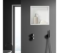 [neu.haus] Étagère Encastrée pour Salle de Bain Niche Murale Encastrable Résistante à l'eau Montage Verticale ou Horizontale Acier Inoxydable 32 x 32 x 10 cm Blanc Mat