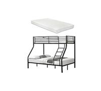 [neu.haus] Lit superposé en Métal avec 2 Matelas Armature Massive pour 3 personnes 210cm x 147,5cm x 168cm Noir