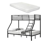 [neu.haus] Lit superposé en Métal avec 2 Matelas Armature Massive pour 3 Personnes 210cm x 147,5cm x 168cm Noir