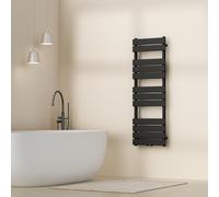 [neu.haus] Radiateur Sèche-Serviettes Chauffage à Lames Plates pour Salle de Bain Porte-Serviettes Mural Chauffant à Eau Chaude 528 W Acier 120 x 40 cm Noir