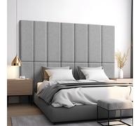 [neu.haus] Set de 2 Coussins Muraux Ensemble de 2 Panneaux Décoratifs en Tissu Tête de Lit Dossier de Banc Amélioration Acoustique Polyester Polyuréthane MDF 90 x 30 cm Gris Clair