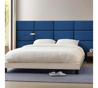[neu.haus] Set de 3 Coussins Muraux Ensemble de 3 Panneaux Décoratifs en Velours Tête de Lit Dossier de Banc Amélioration Acoustique Polyester Polyuréthane MDF 60 x 30 cm Bleu Marine