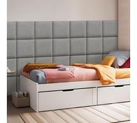[neu.haus] Set de 4 Coussins Muraux Ensemble de 4 Panneaux Décoratifs en Tissu Tête de Lit Dossier de Banc Amélioration Acoustique Polyester Polyuréthane MDF 30 x 30 cm Gris Clair