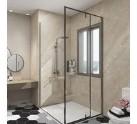 [neu.haus] Set de 8 Panneaux Muraux Décoratifs pour Douche Salle de Bain Toilettes Cuisine Salon Chambre Résistant aux UV Humidité Facile à Coller PVC 120 x 60 cm Beige Cream Stone