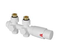 [neu.haus] Vanne Thermostatique Kit Multibloc pour Raccord de Radiateur Robinet Thermostatique pour Radiateur Eau Chaude avec 5 Niveaux Réglables Laiton Blanc