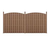 NEU.HOLZ 2 Pièces de Clôture Barrière Brise Vue Brise Vent Bois Composite WPC Demi-Cercle Arrondi Brun 185 x 376 cm