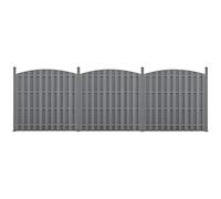 NEU.HOLZ 3 Pièces de Clôture Barrière Brise Vue Brise Vent Bois Composite WPC Demi-Cercle Arrondi Gris 185 x 562 cm