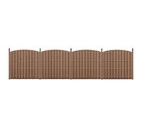 NEU.HOLZ 4 Pièces de Clôture Barrière Brise Vue Brise Vent Bois Composite WPC Demi-Cercle Arrondi Brun 185 x 747 cm