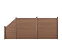 NEU.HOLZ Clôture Brise Vue Brise Vent Bois Composite (WPC) Quadratique et Oblique Brun 183 x 451 cm