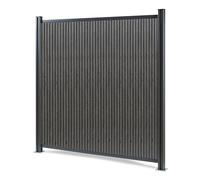 NEU.HOLZ Clôture Pare-Vue Grassano en WPC Module d'Extension Poteau en Aluminium avec Système de Raccordement Résistant Durable 185 x 180 cm Gris Structuré Gris Anthracite
