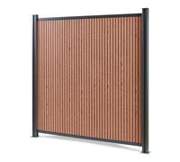 NEU.HOLZ Clôture Pare-Vue Grassano en WPC Module d'Extension Poteau en Aluminium avec Système de Raccordement Résistant Durable 185 x 180 cm Marron Structuré Gris Anthracite