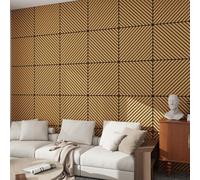 NEU.HOLZ Lot de 16 Panneaux Acoustiques Muraux et pour Plafond à Lamelles en Diagonale Isolation Sonore Scandinave Installation Facile Chambre Salon Studio MDF 5,76 m² 60 x 60 cm Effet Chêne Foncé